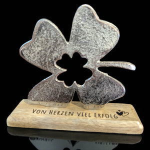 Graviertes Deko Kleeblatt mit Wunschtext 15cm personalisiertes Geschenk