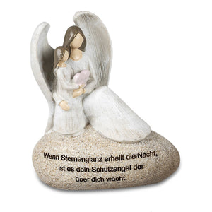 Großer Engel und Kind auf Stein "Wenn Sternenglanz..." | Schutzengel verschenken Spruch