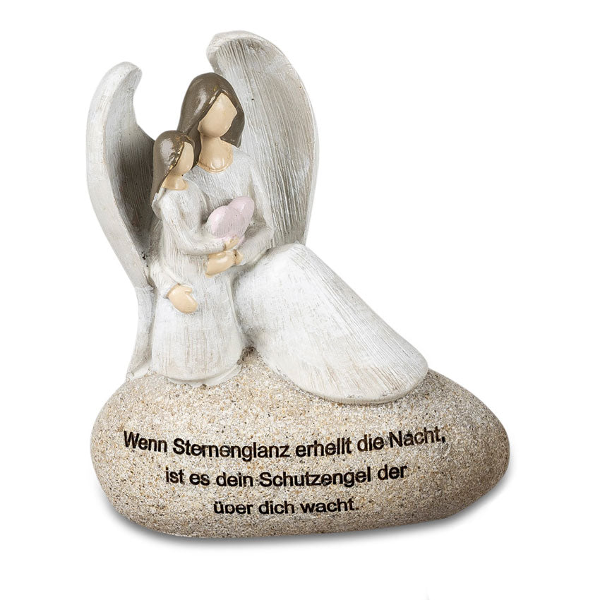 Großer Engel und Kind auf Stein "Wenn Sternenglanz..." | Schutzengel verschenken Spruch