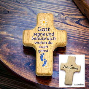 personalisiertes Handkreuz 6cm mit Gravur auf der Rückseite Einschulungsgeschenk