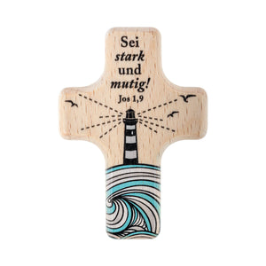 Handschmeichler Holz Kreuz Sei stark und mutig 6cm