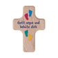 Handschmeichler Holzkreuz "Gott segne und behüte dich" 6cm bunte Füße
