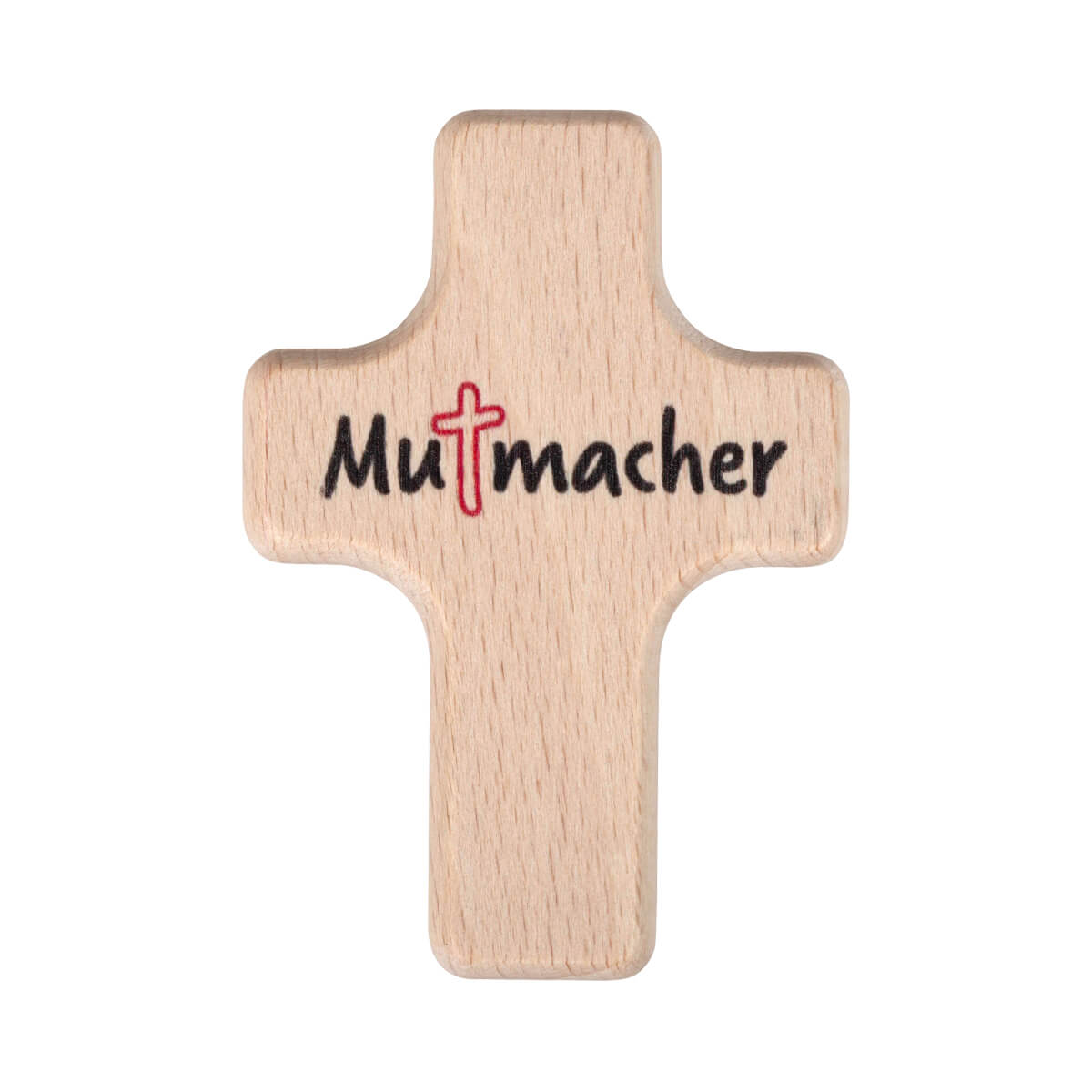 Handschmeichler Kreuz aus Buchenholz mit Namensgravur 4 x 6 cm mutmacher
