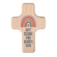 Handschmeichler Kreuz aus Buchenholz mit Namensgravur 4 x 6 cm  regenbogen