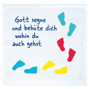Handtuch Füßchen "Gott segne und behüte dich wohin du auch gehst"