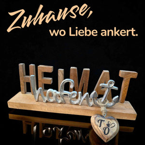 Maritimer Schriftzug Heimathafen 38cm aus Holz und Metall zum Hinstellen 32868