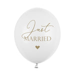 Hochzeitsballone "Just Married" weiß mit gold 6 Stück