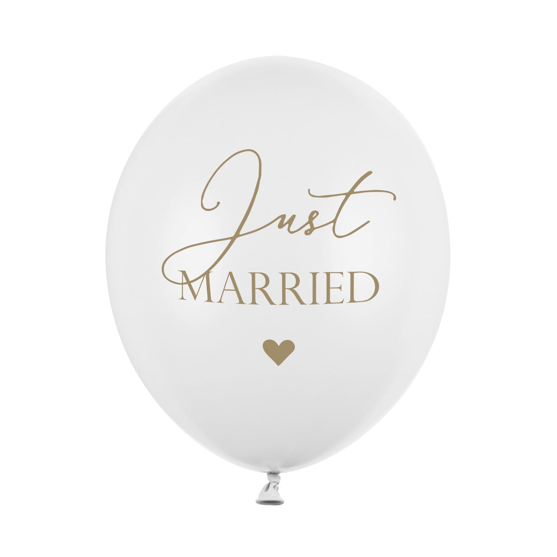 Hochzeitsballone "Just Married" weiß mit gold 6 Stück