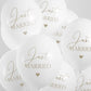 Hochzeitsballone "Just Married" weiß mit gold 6 Stück