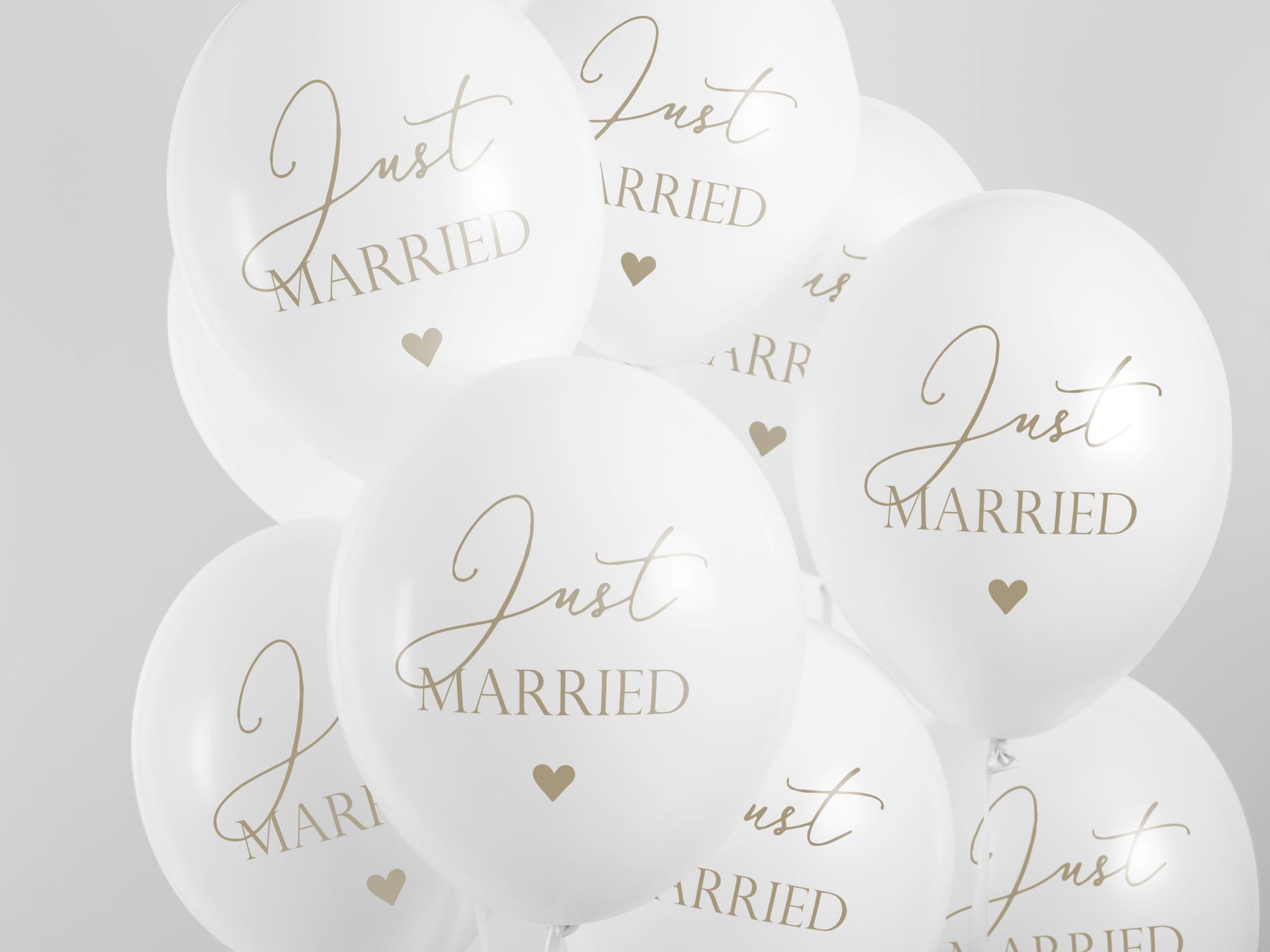Hochzeitsballone "Just Married" weiß mit gold 6 Stück