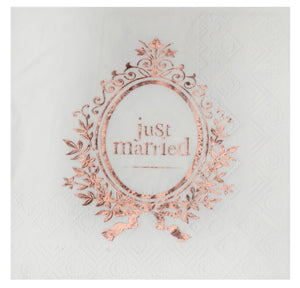 Hochzeitsservietten "Just married" roségold
