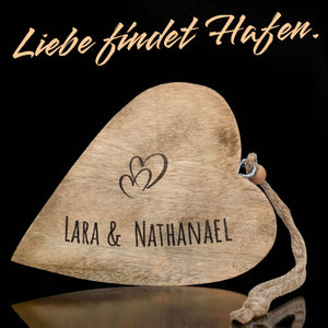 Holz Herz Anhänger aus Mangoholz 11x15cm mit Gravur