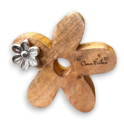 Holzblume aus Mangoholz 15cm | Personalisiertes Geschenk