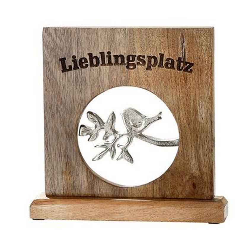 Holzdekoartion "Lieblingsplatz" mit Vögelchen zum Hinstellen