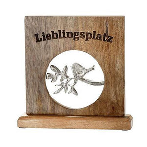 Holzdekoartion "Lieblingsplatz" mit Vögelchen zum Hinstellen