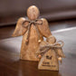 Holzengel klein 10cm aus Mangoholz mit Schleife