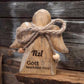 Holzengel klein 10cm aus Mangoholz mit Schleife