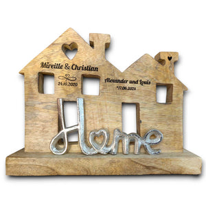 Holzhaus Schriftzug "Home" 24x21x7 cm personalisiertes Geschenk