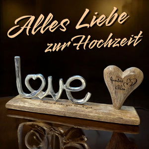 Holzherz Schriftzug "Love" 25x12x5 cm personalisiertes Geschenk