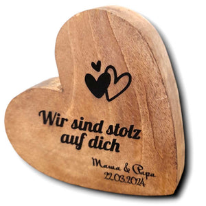 Holzherz zum Hinstellen 15x15x2 cm personalisiertes Geschenk