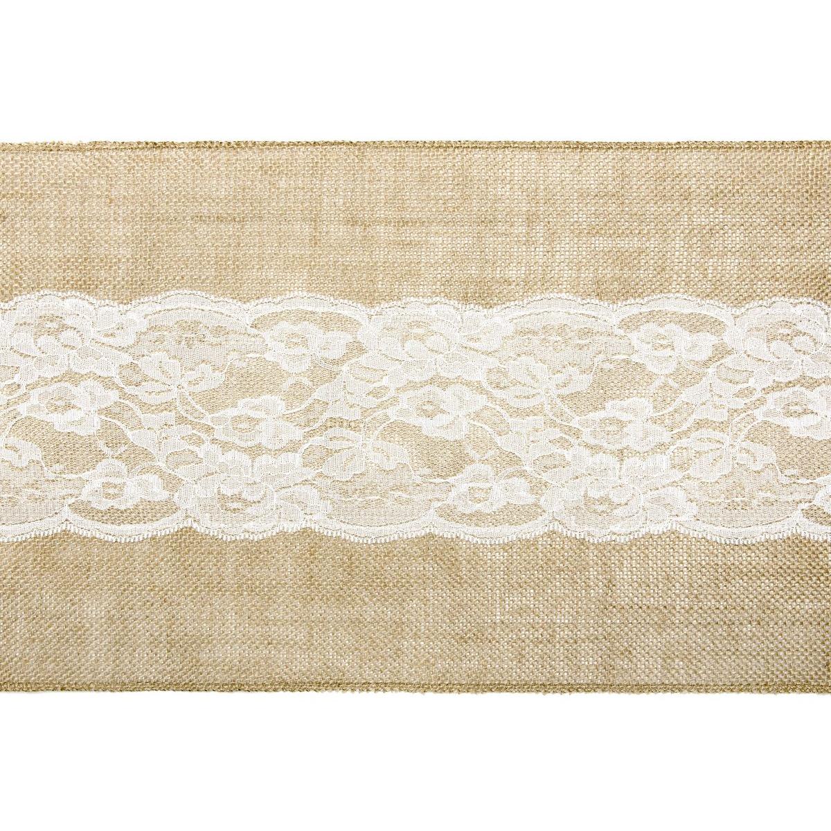 Jute mit Spitze (mittig) 28cm x 2,75m