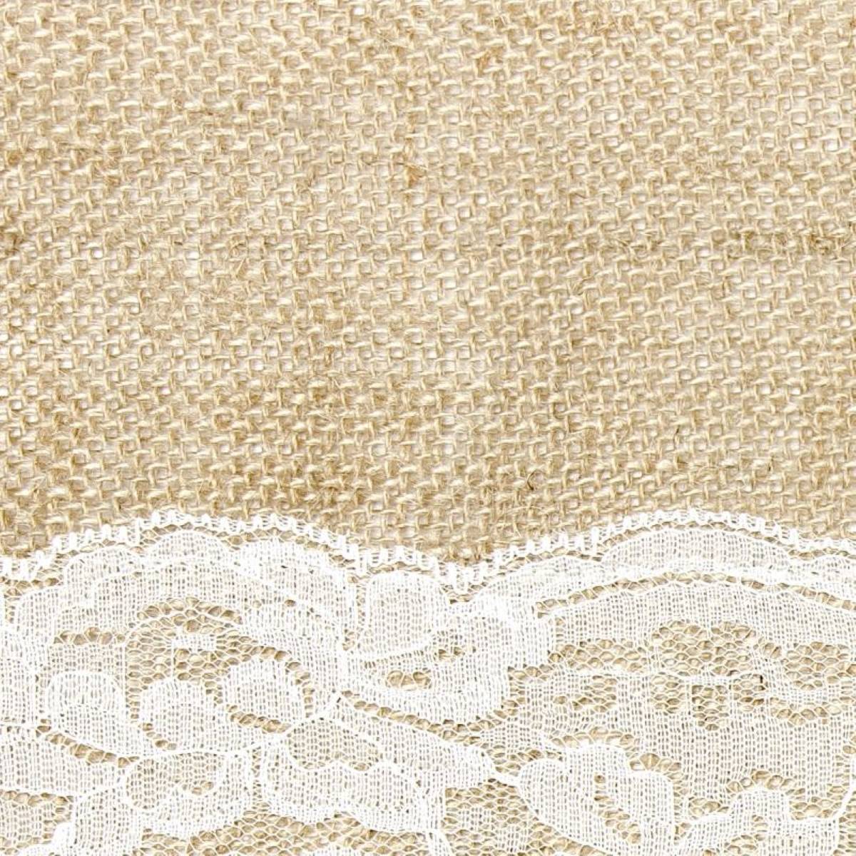 Jute mit Spitze (mittig) 28cm x 2,75m