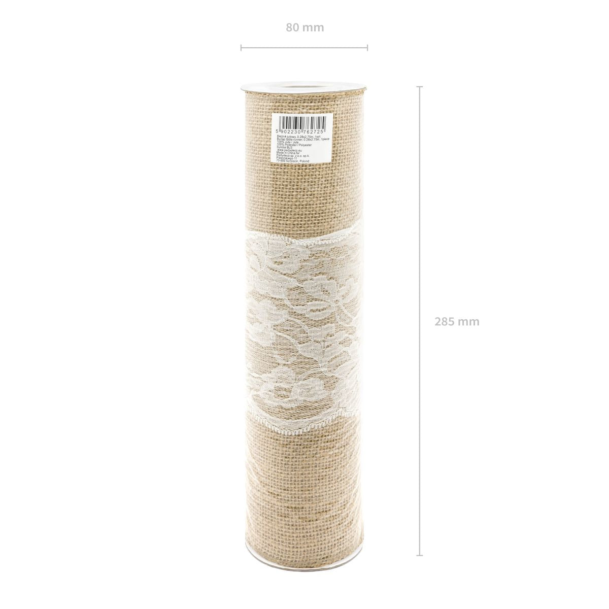 Jute mit Spitze (mittig) 28cm x 2,75m