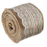 Juteband 5cm x 2m mit Spitze creme/natur