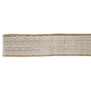 Juteband 5cm x 2m mit Spitze creme/natur