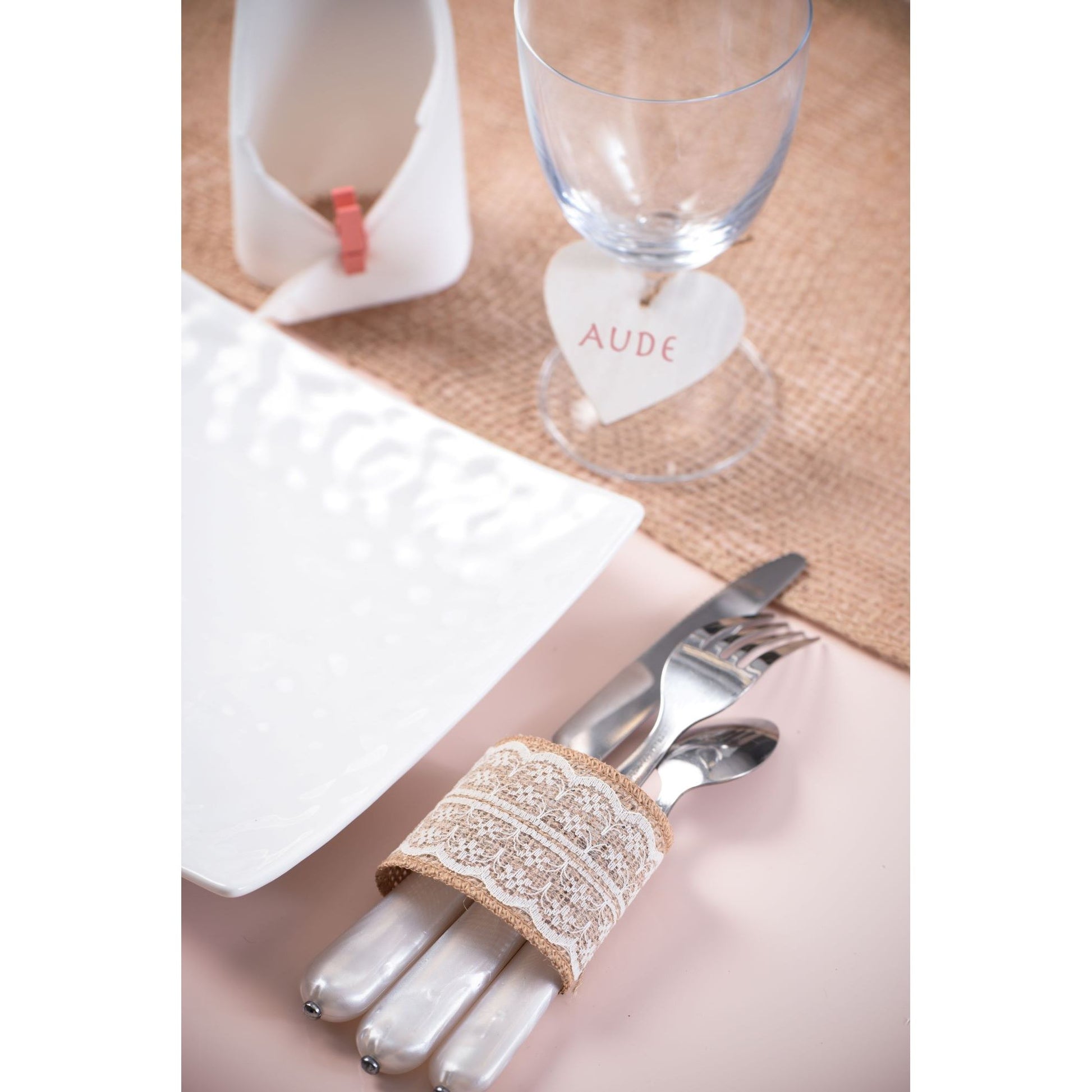Juteband 5cm x 2m mit Spitze creme/natur
