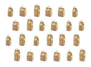 Adventskalender Set zum Basteln Häuschen in braun und gold inkl. Zahlen und Klammern zum Schließen KA1
