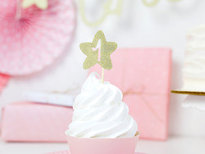 Cupcake Topper 1. Geburtstag "Stern" golden