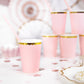 Pappbecher mit goldenem Rand, rosa
