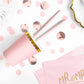 Pappbecher mit goldenem Rand, rosa