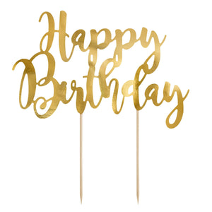 Tortendeko "Happy Birthday" Cake Topper gold