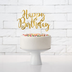 Tortendeko "Happy Birthday" Cake Topper gold