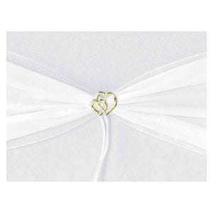 Gästebuch für hochzeit weißer Satin mit goldenen Herzen
