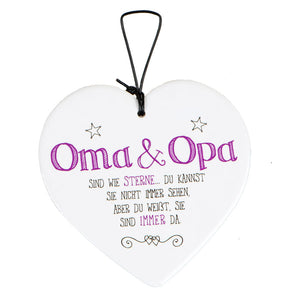 Keramikherz 14cm mit Spruch | Oma und Opa sind immer da