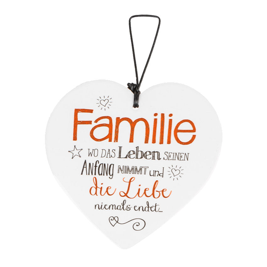 Keramikherz mit Spruch "Familie wo das Leben seinen Anfang nimmt..." Wanddeko Familie