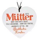 Keramikherz mit Spruch "Gute Mütter haben verstaubte Regale..."