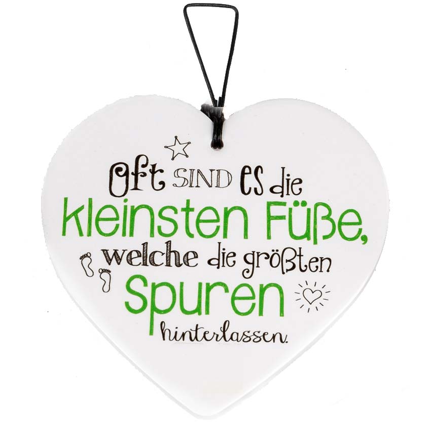 Keramikherz mit Spruch "Oft sind es die kleinsten Füße..."