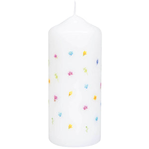 Kerze Frohe Ostern Blütenkranz 12 cm