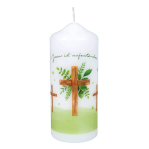 Kerze Osterkreuz "ist auferstanden" 12cm