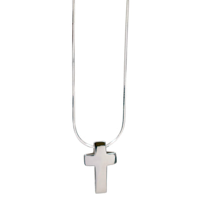 Kette mit gewölbtem Kreuzanhänger glänzend mit Schlangenkette