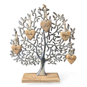 Lebensbaum 33x30 cm mit 5 individuellen Gravurherzen | personalisiertes Geschenk
