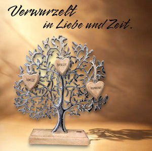 Lebensbaum 33x30 cm mit 5 individuellen Gravurherzen | personalisiertes Geschenk