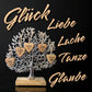 Lebensbaum 33x30 cm mit 5 individuellen Gravurherzen | personalisiertes Geschenk