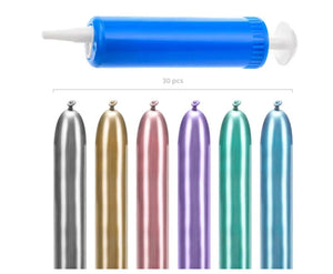 Modellierballons 30x metallic glänzend mit Pumpe
