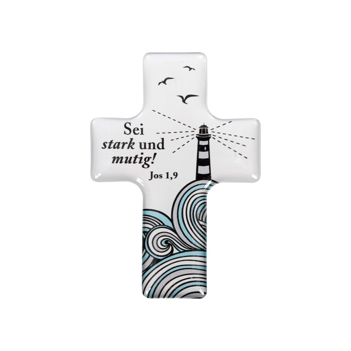 Magnet Kreuz "Sei stark und mutig" 8x5.5 cm