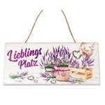 Metallschild Lieblingsplatz mit Lavendel 30x13cm | Hobbygärtner Geschenk